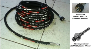 Wąż przewód 10-metrów ,400 BAR, TEMP: DO 155° ,DN08 ,wtyk 10 mm+nakrętka do KARCHER