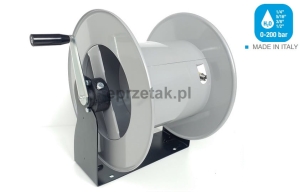 Bęben zwijak ręczny na wąż ciśnieniowy 45 metrów o rozmiarze 1/2 lub 80 metrów 5/16, wytrzymałość 250 BAR, stal malowana proszkowo   
