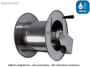 Bęben zwijak ręczny na wąż ciśnieniowy 3/8 -50 metrów lub 1/2 -40 metry, wytrzymałość 400 bar , stal malowana proszkowo