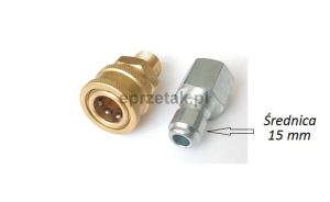 Szybkozłącze do węży ciśnieniowych gniazdo+ wtyk, gwint 3/8, średnica wtyku 15 mm