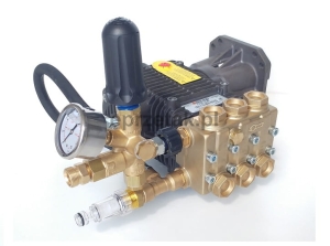 Pompa wysokociśnieniowa 276 BAR - 19,2 litr/min, 3400 obr. do silników spalinowych wał  1 cal - 25,4 mm  + regulator ciśnienia + manometr 