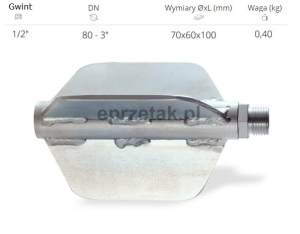 Prowadnica centrująca do głowic obrotowych gwint 1/2, wuko, do rur FI 80