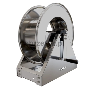 Bęben zwijak ręczny 400 bar na stojaku do węży ciśnieniowych 25 metrów 1/2 lub 30 metrów 3/8 - stal nierdzewna