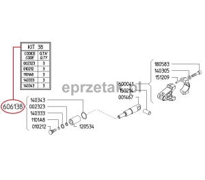 Zestaw naprawczy osadzenia nurnika UDOR 606138 (Komplet na 3 tłoki Ø28-) KIT 38