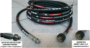 Wąż przewód 50-metrów ,myjki KARCHER HD/HDS ,400 BAR, TEMP: +155°C ,DN08 ,2SN-2 x oplot metalowy,wtyk 11mm z łożyskiem