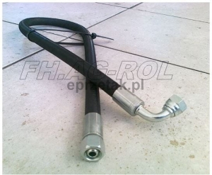 PRZEWÓD HYDRAULICZNY DŁ.700 mm, KOLANO-90°+NAKRĘTKA/GWINT:3/8 , 330 BAR/ DN10